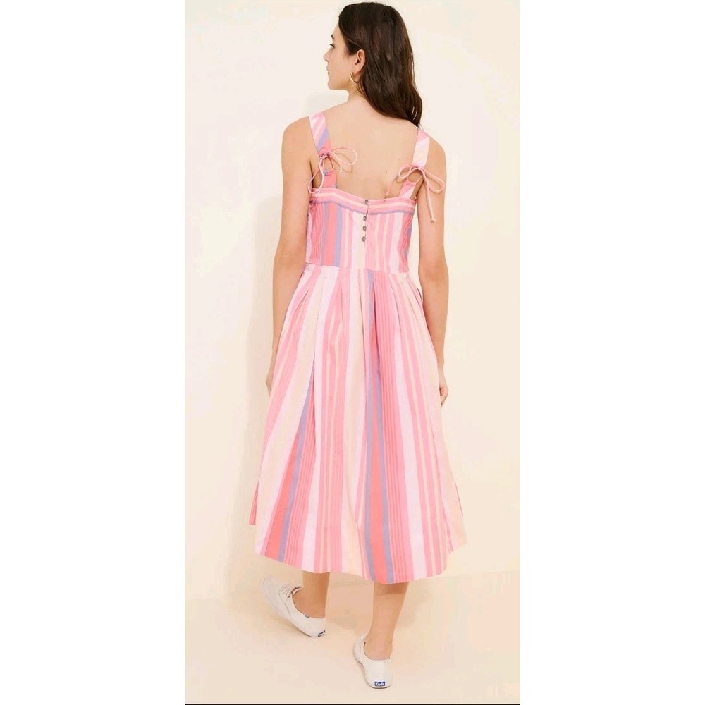 NWT Free People Primavera Striped Cotton Midi Dress Strawberry Combo XSmall